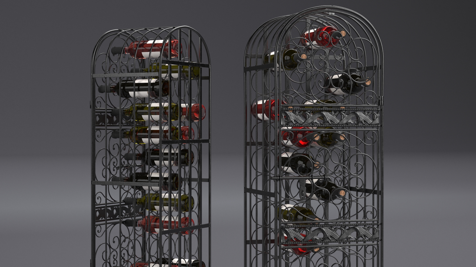 3D model Wine Rack Cabinet with Bottles
