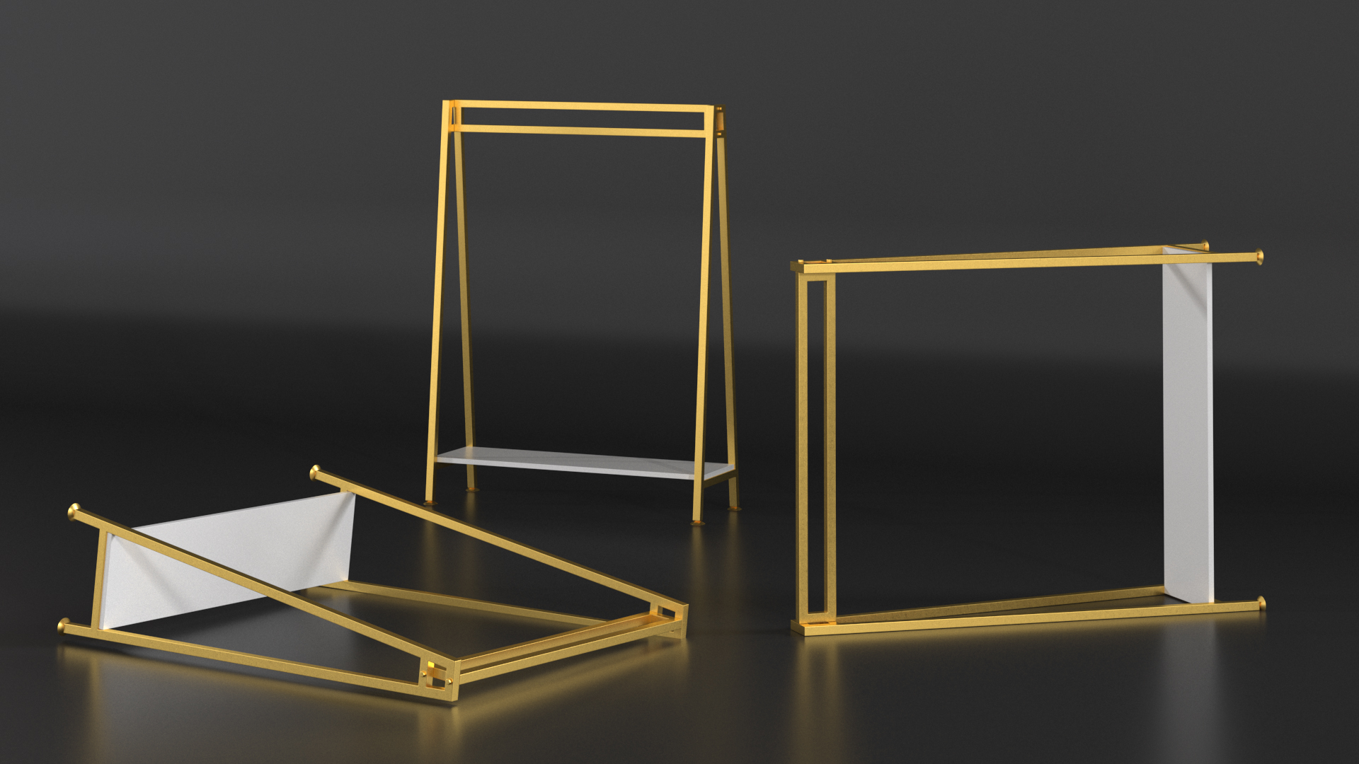 3D model Gold Cloth Coat Rack