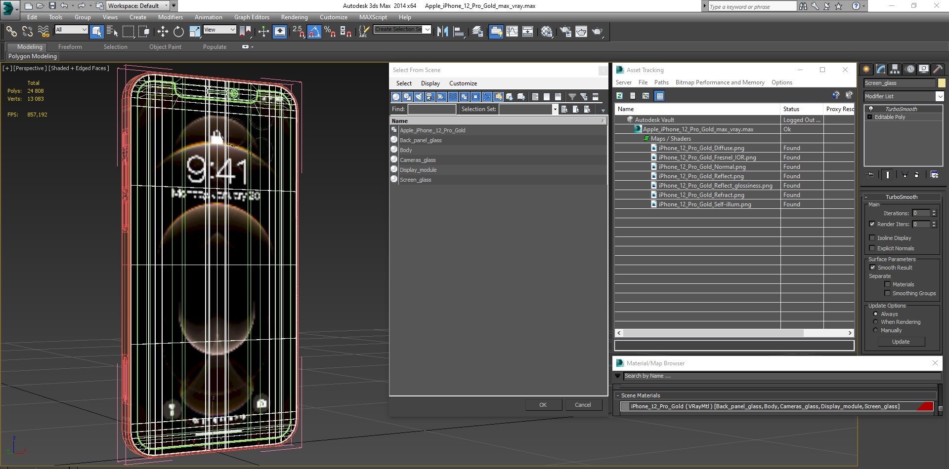 Apple iPhone 12 Pro Gold 3D model