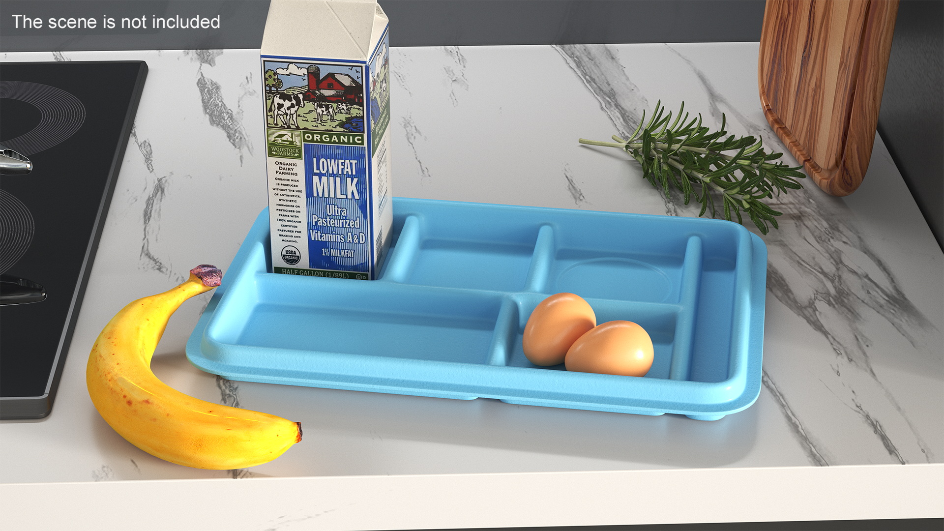 3D Compartment Meal Tray Blue