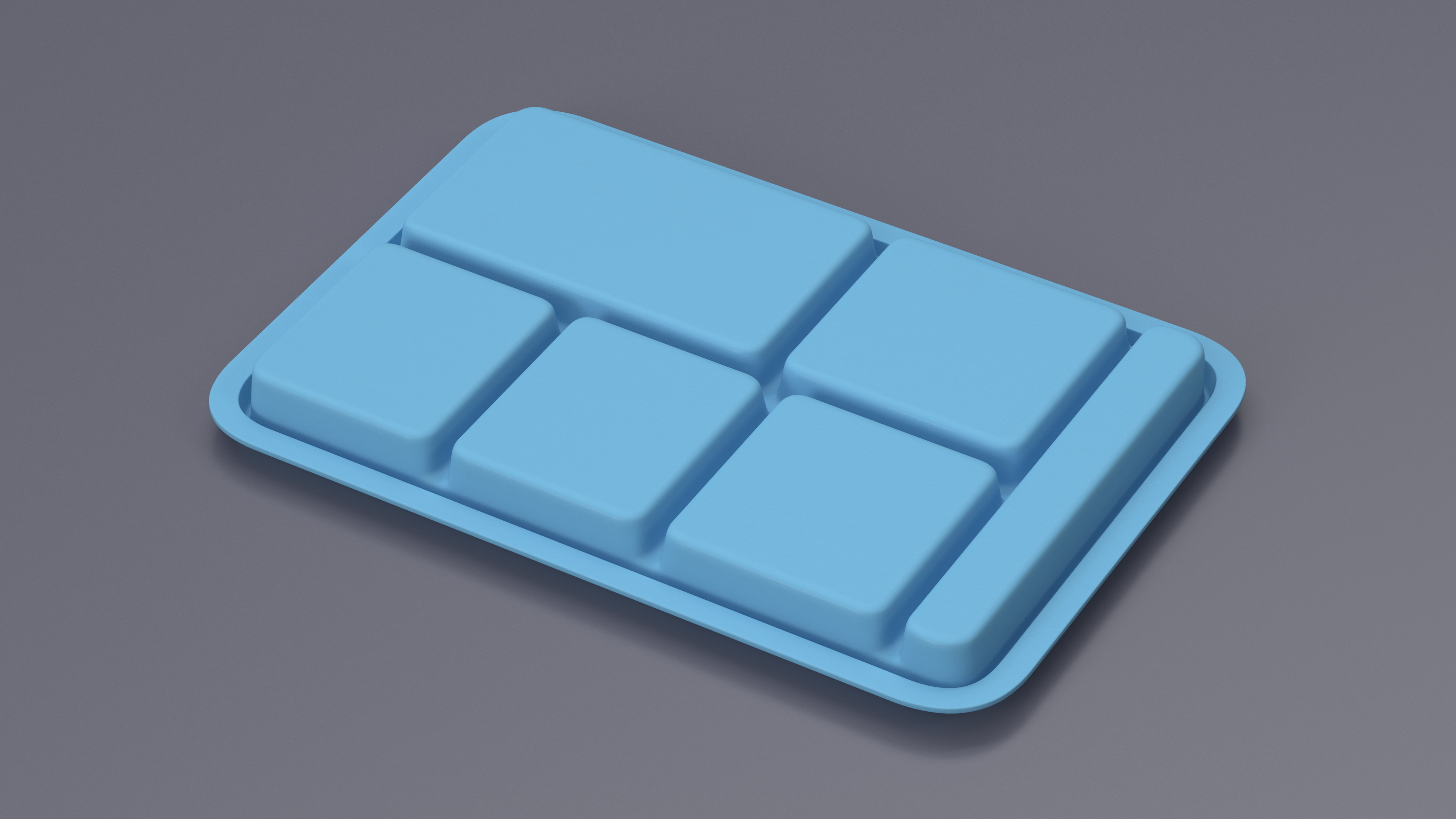 3D Compartment Meal Tray Blue