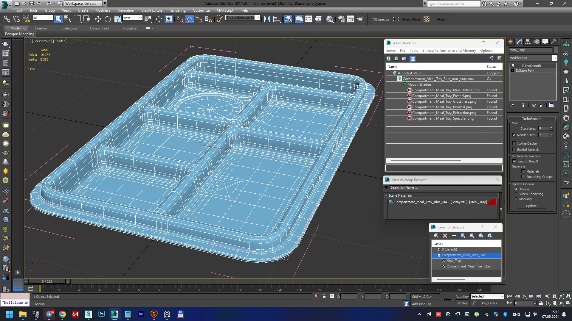 3D Compartment Meal Tray Blue