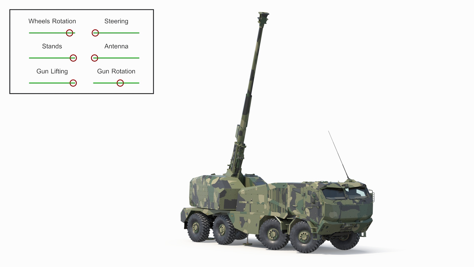 3D model Armored Self Propelled Artillery Unit 155mm Rigged