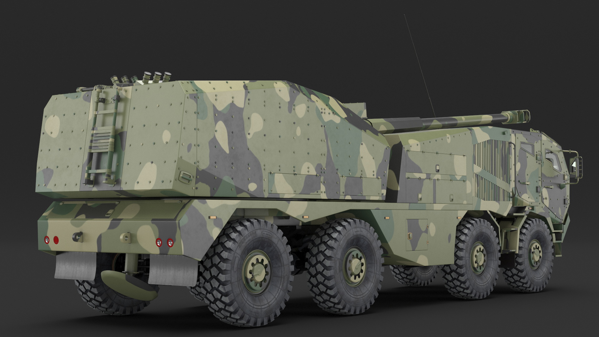 3D model Armored Self Propelled Artillery Unit 155mm Rigged