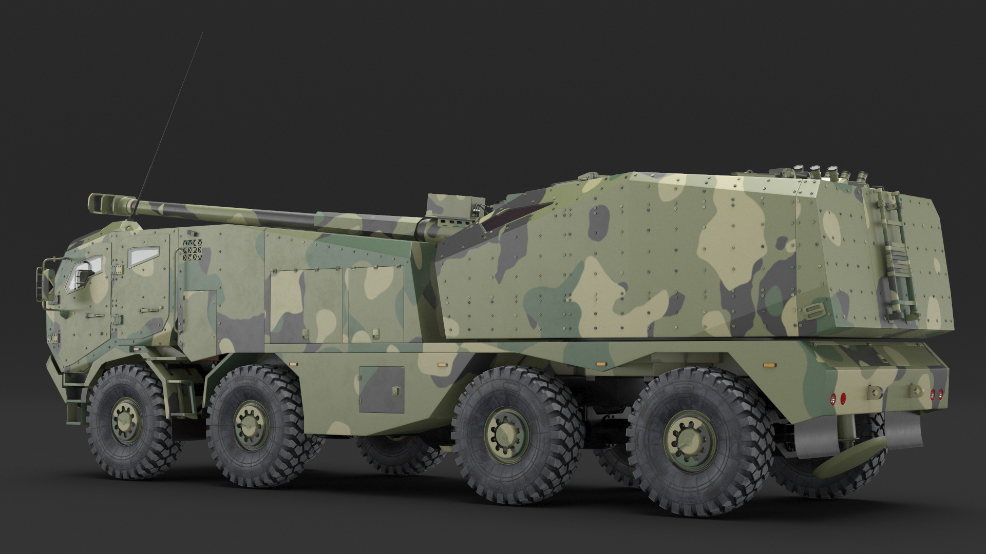 3D model Armored Self Propelled Artillery Unit 155mm Rigged