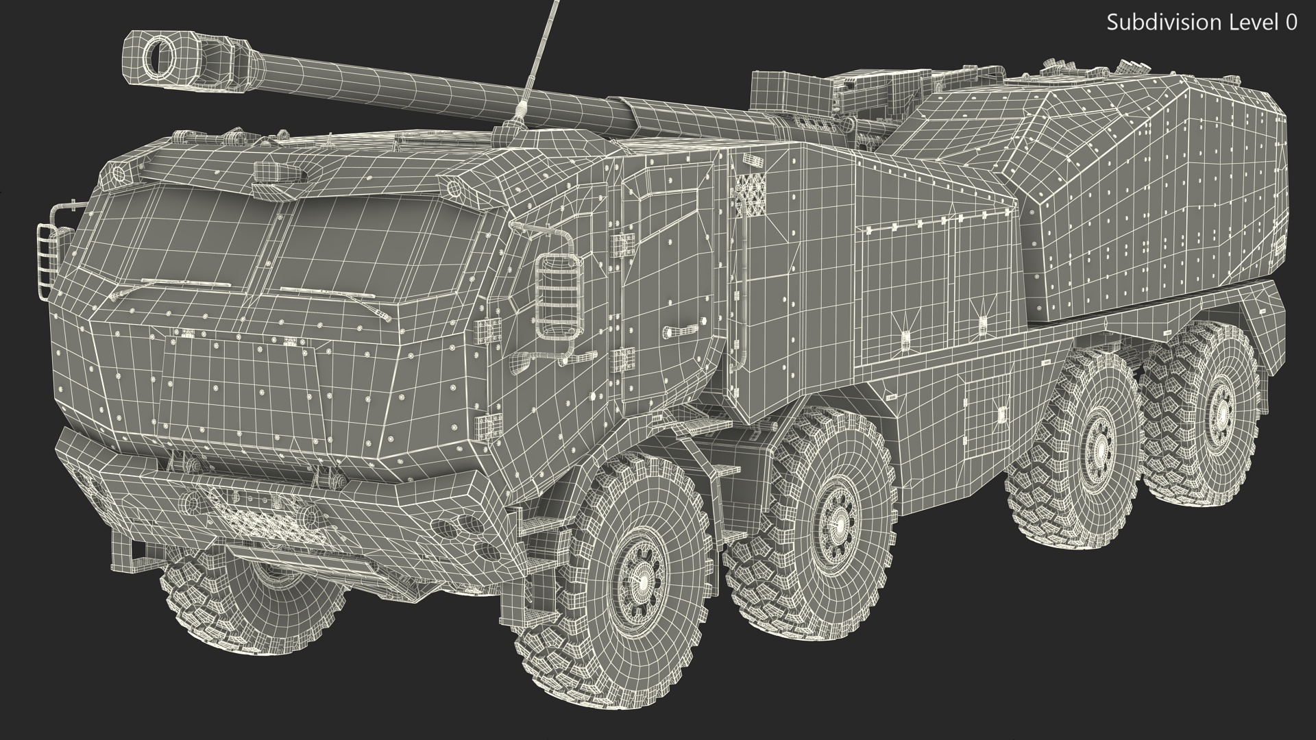 3D model Armored Self Propelled Artillery Unit 155mm Rigged