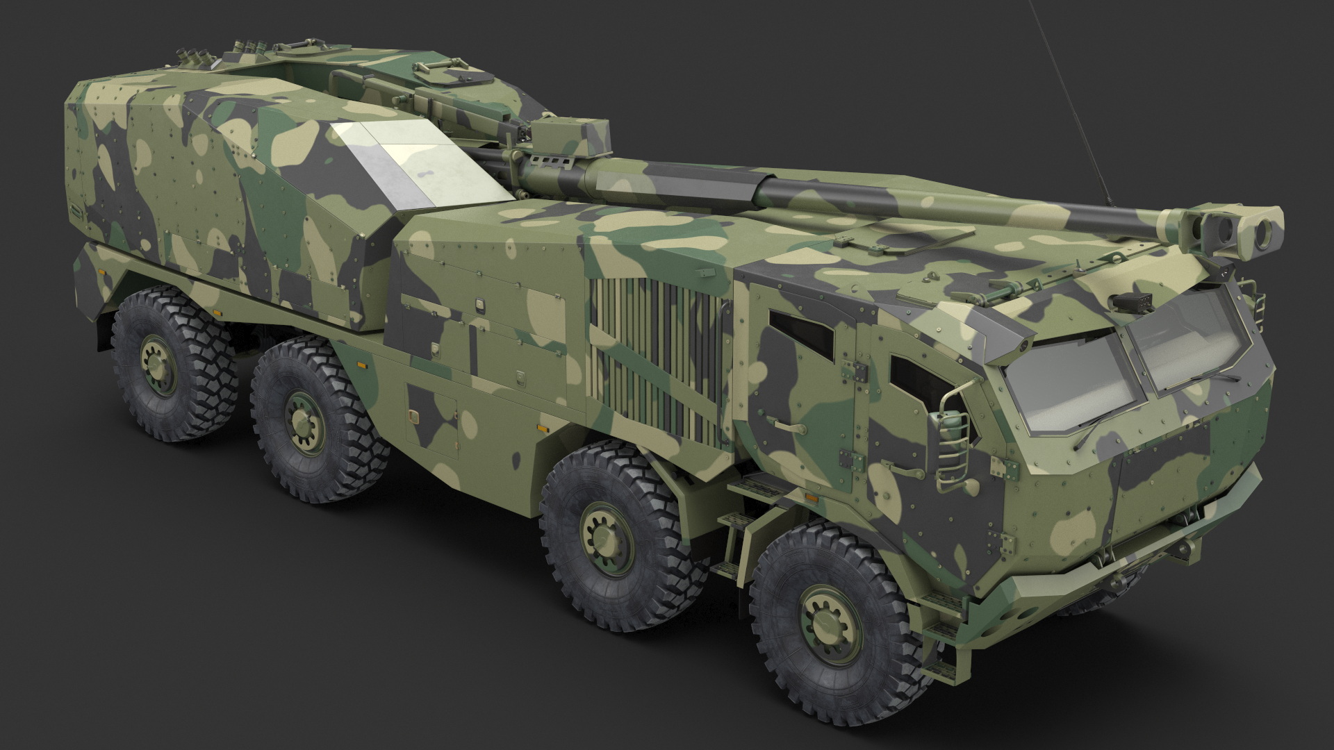 3D model Armored Self Propelled Artillery Unit 155mm Rigged