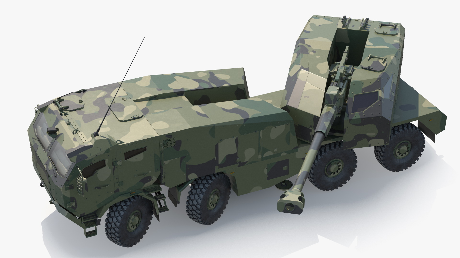 3D model Armored Self Propelled Artillery Unit 155mm Rigged