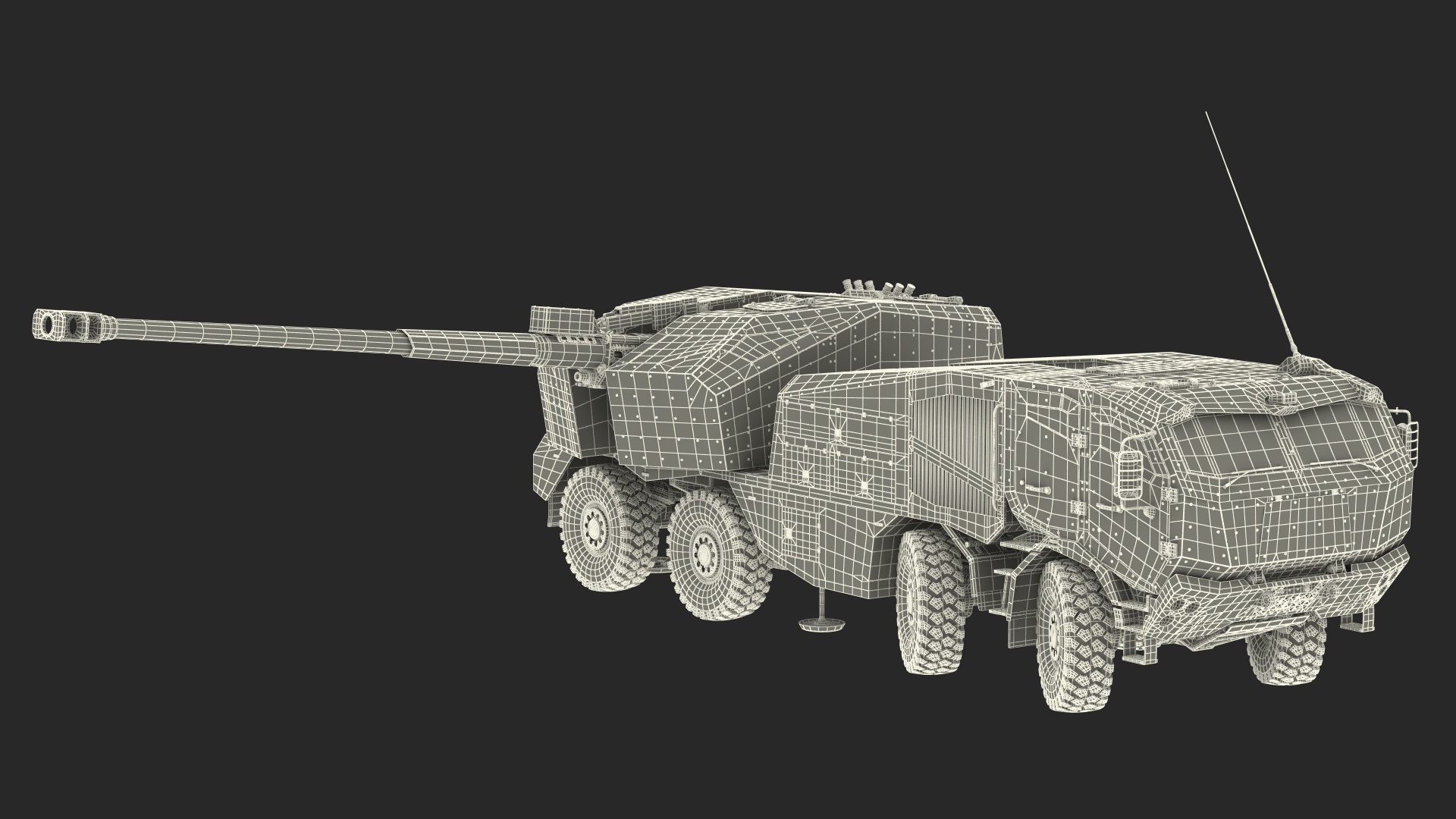3D model Armored Self Propelled Artillery Unit 155mm Rigged