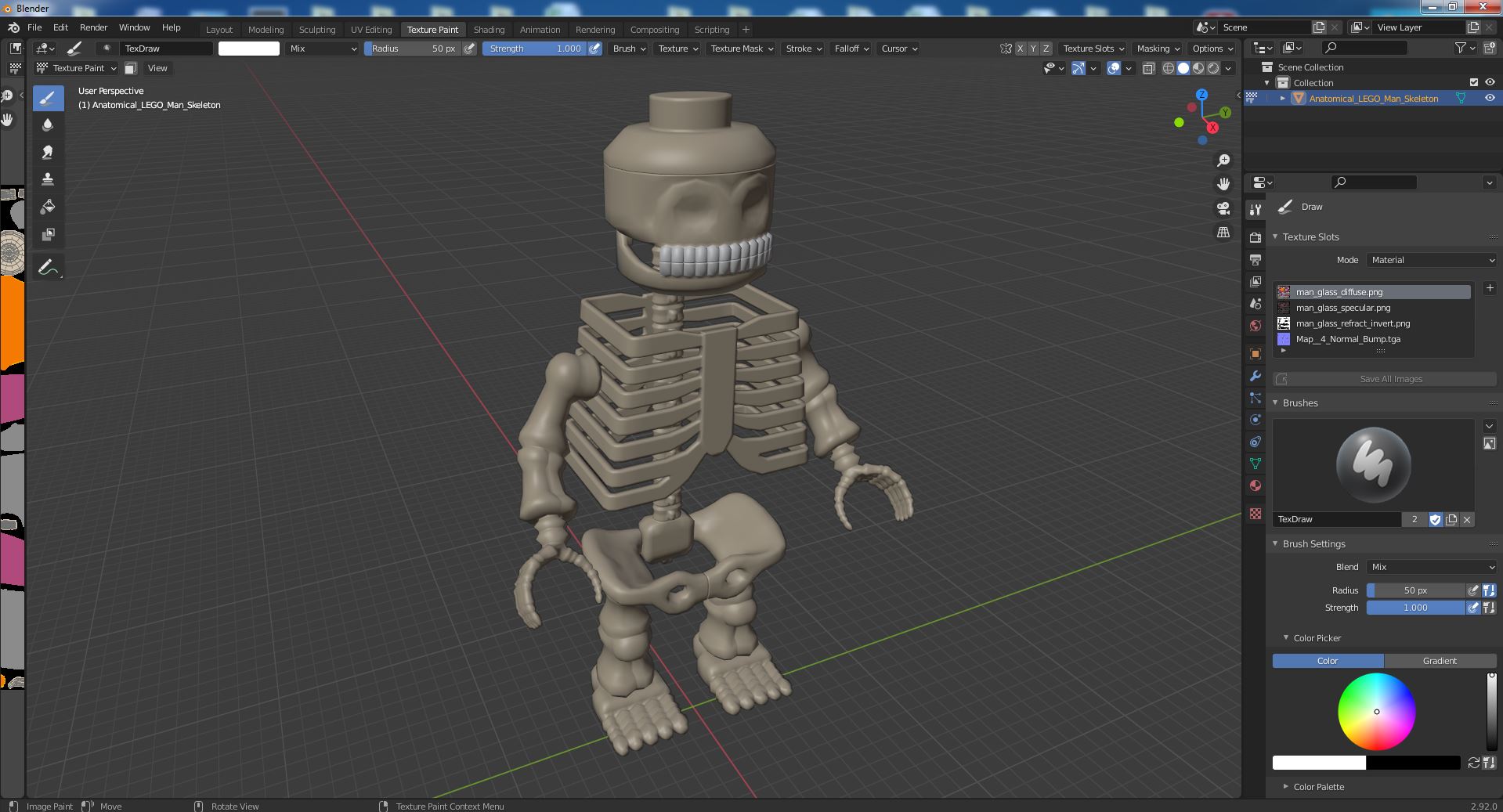 3D Anatomical LEGO Man Skeleton model
