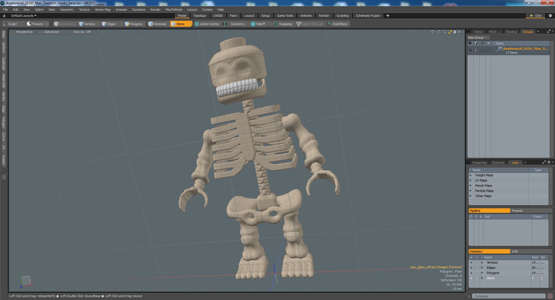 3D Anatomical LEGO Man Skeleton model