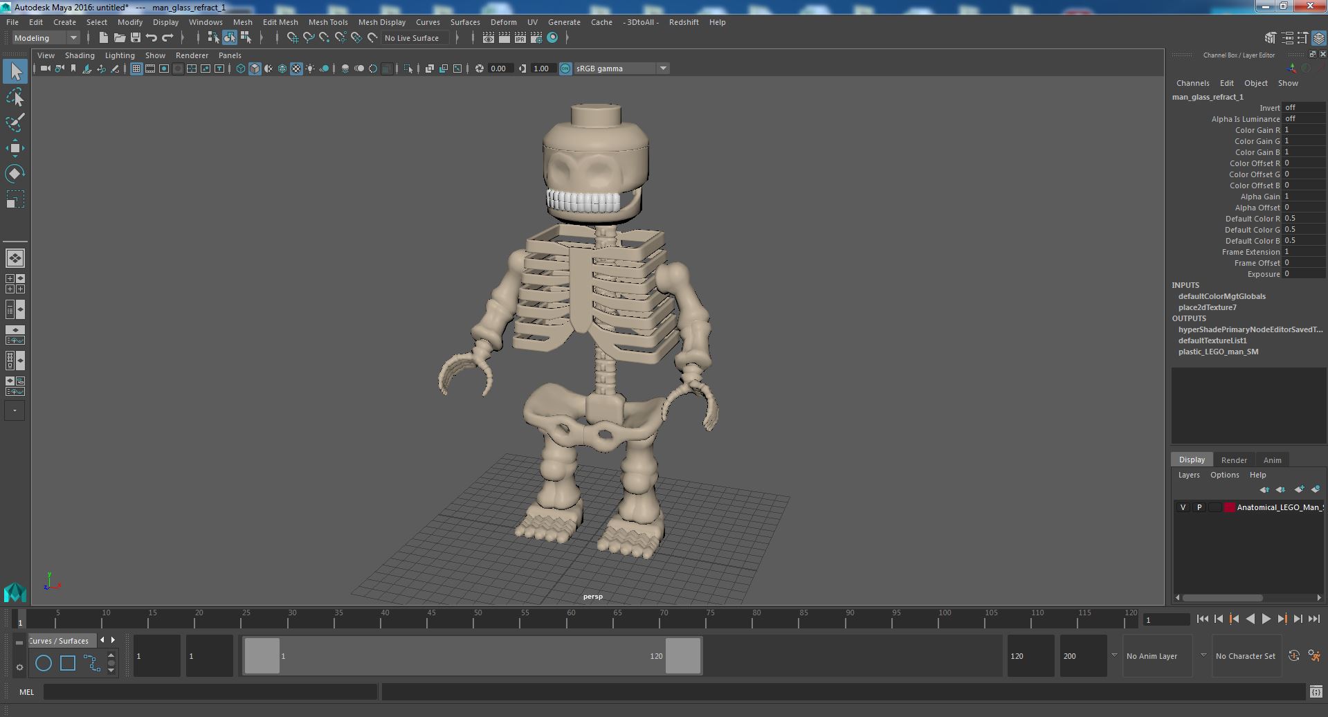 3D Anatomical LEGO Man Skeleton model