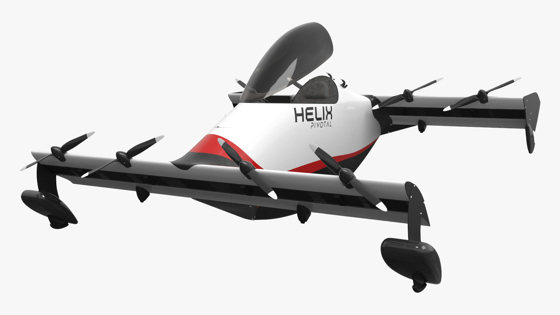 Helix Pivotal Electric VTOL Aircraft Rigged for Maya 3D