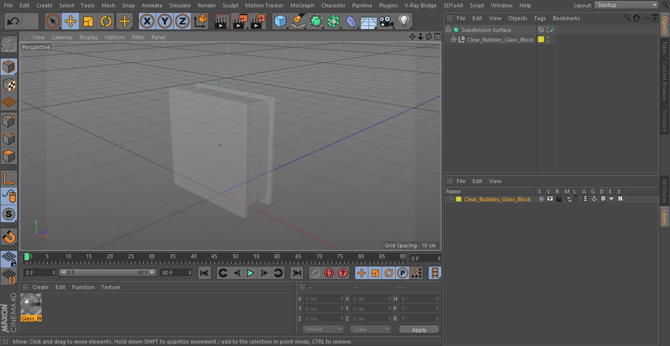3D model Clear Bubbles Glass Block