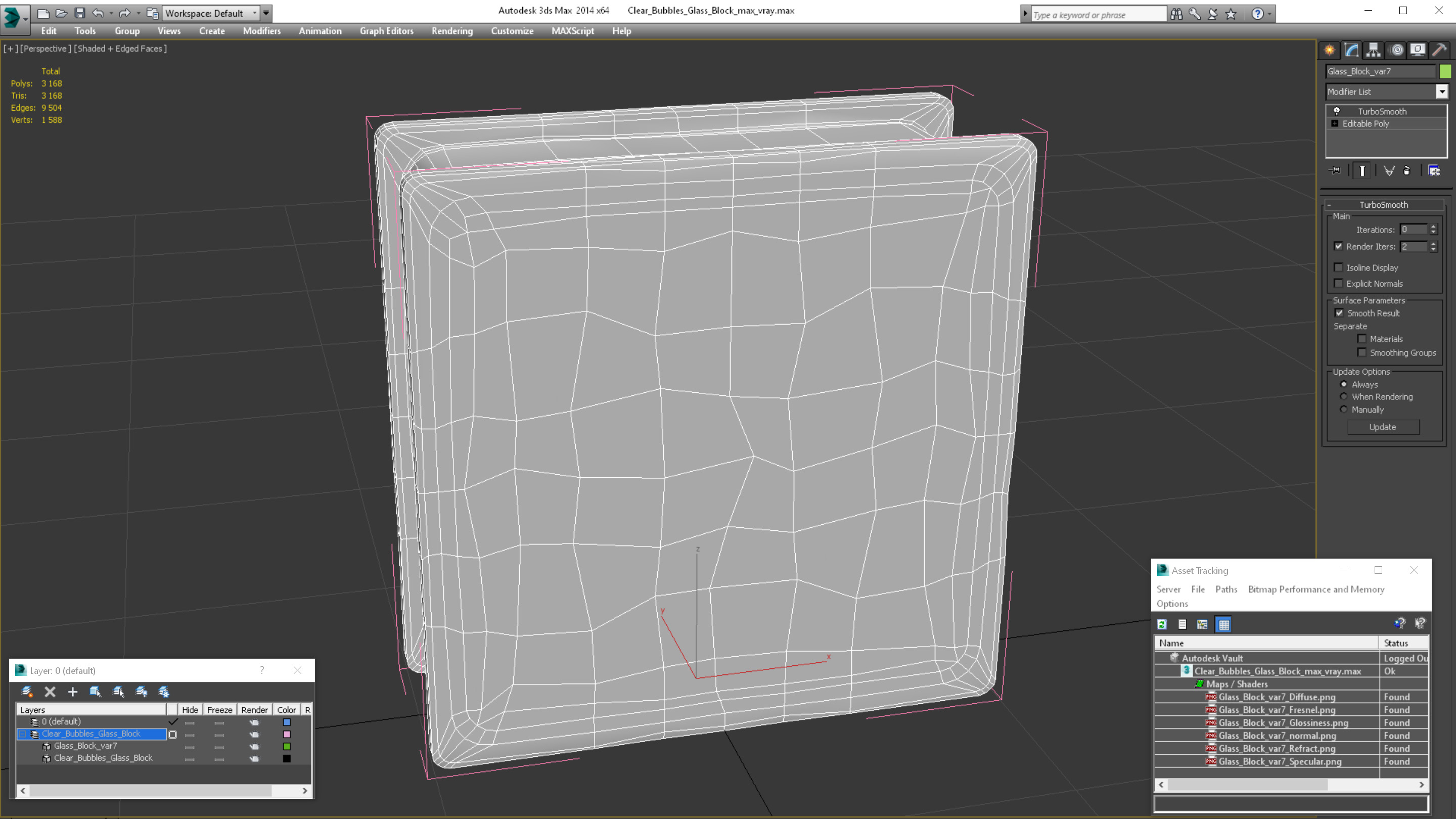 3D model Clear Bubbles Glass Block