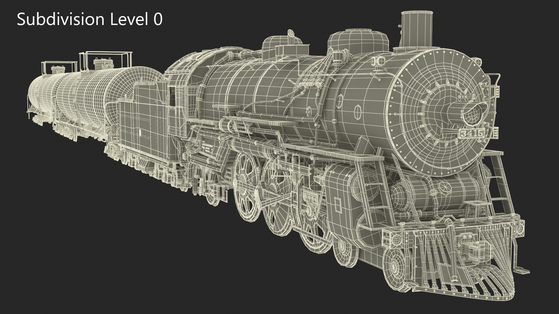 Steam Engine with Tank Cars 3D