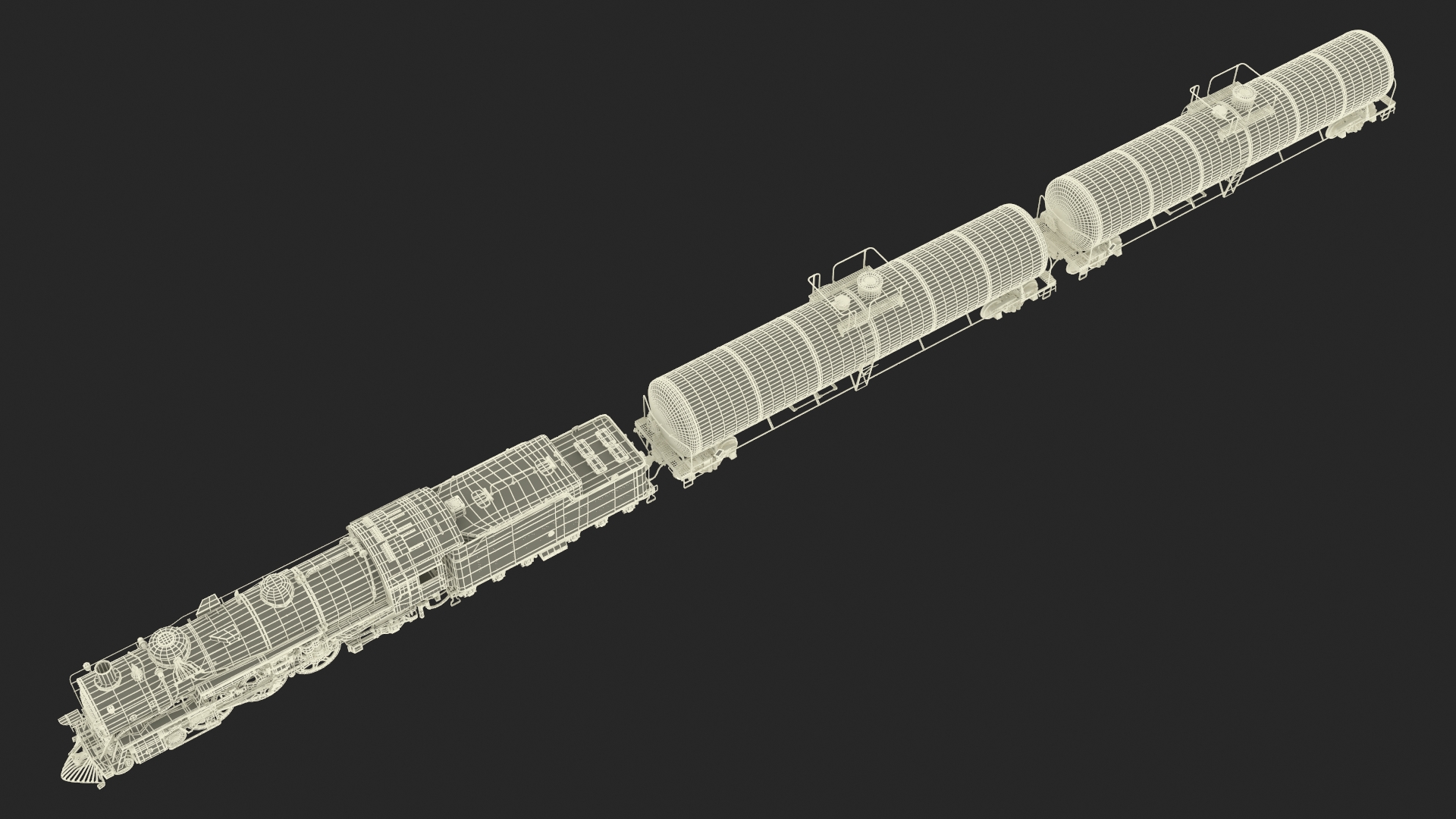Steam Engine with Tank Cars 3D