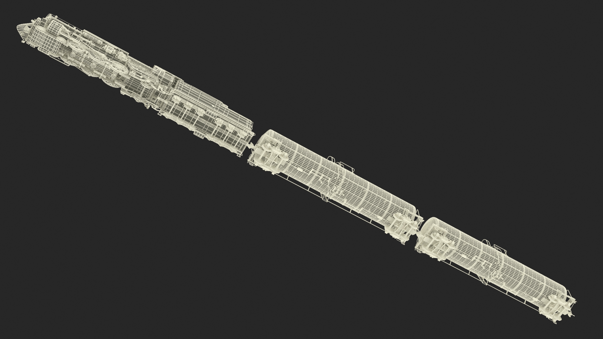 Steam Engine with Tank Cars 3D