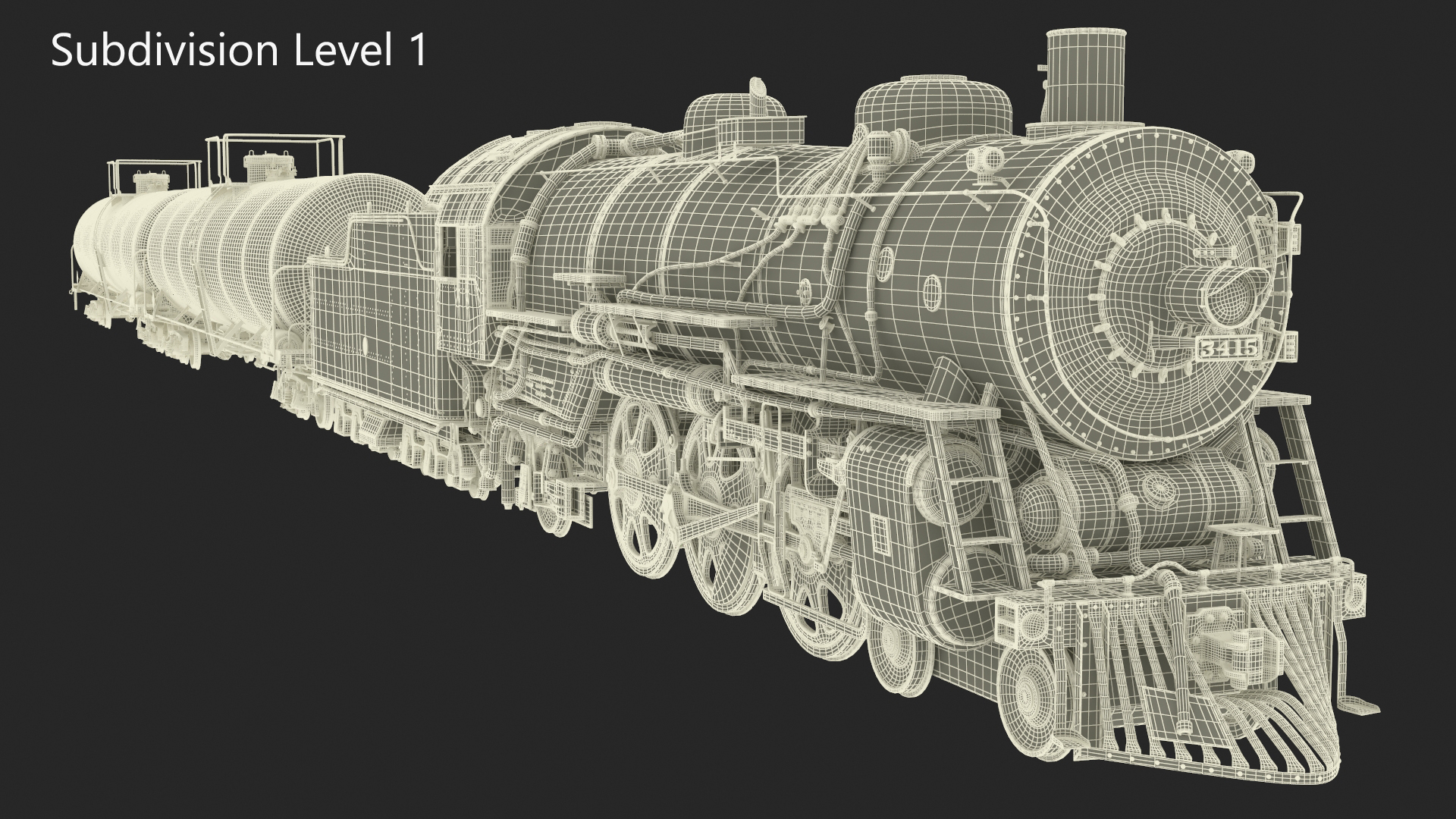 Steam Engine with Tank Cars 3D