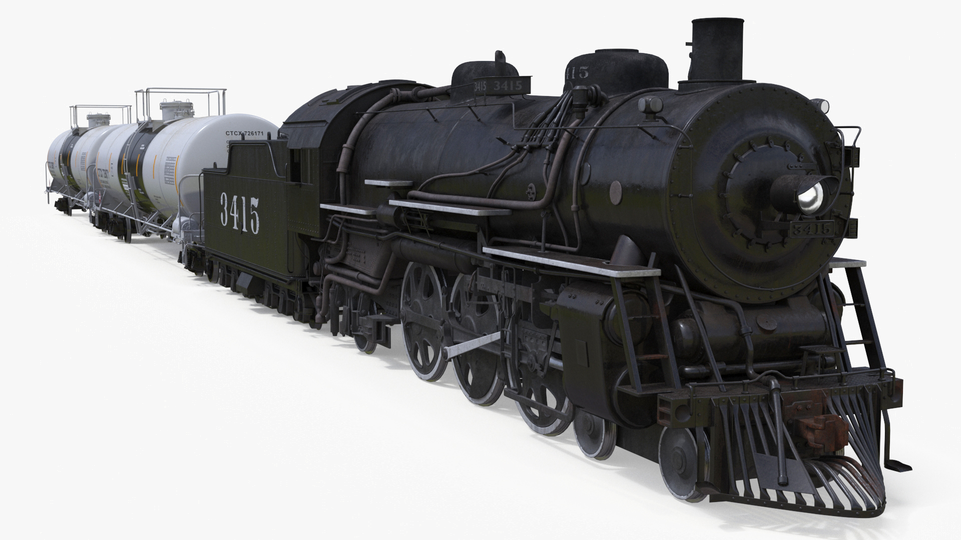 Steam Engine with Tank Cars 3D