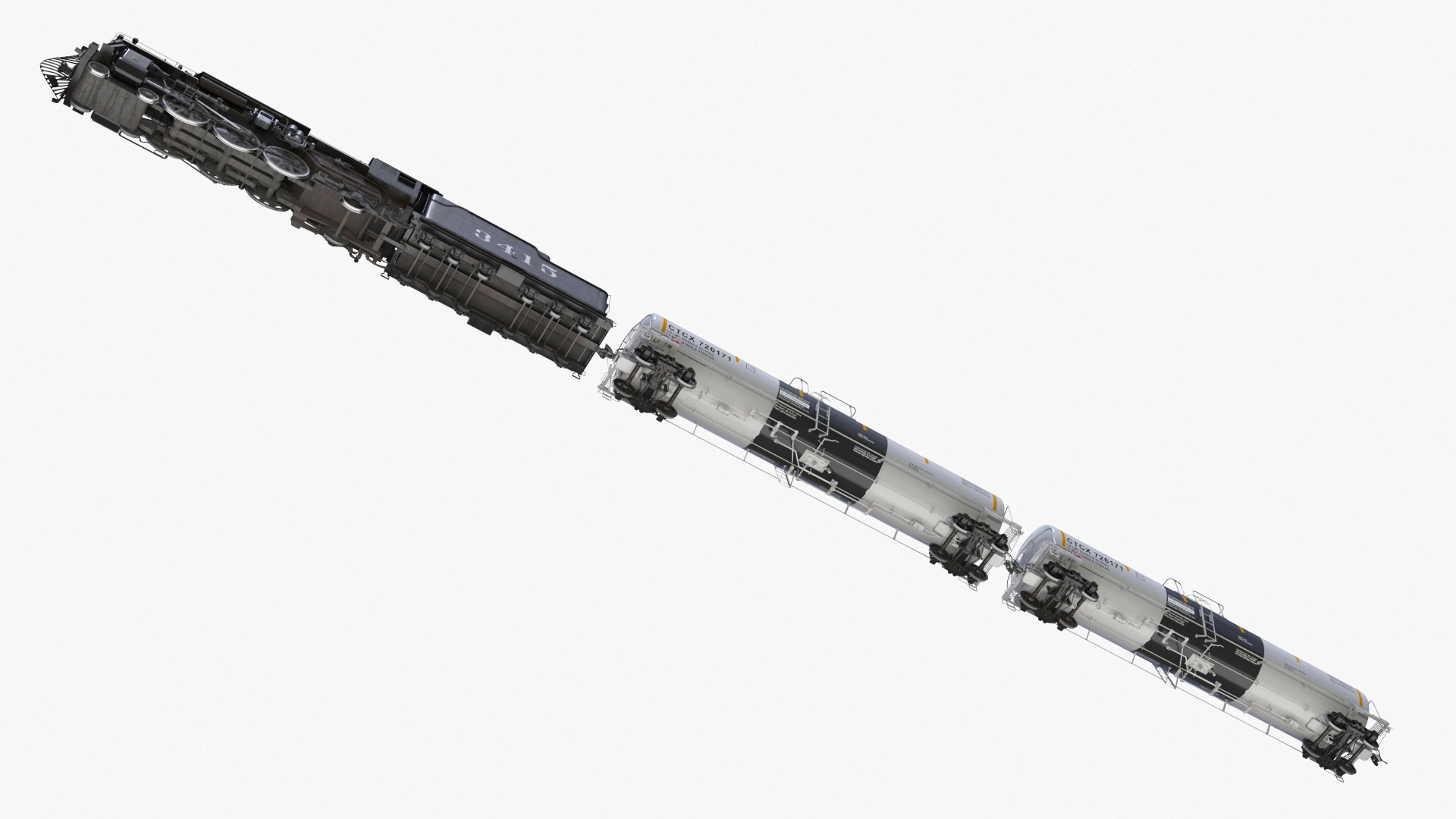 Steam Engine with Tank Cars 3D