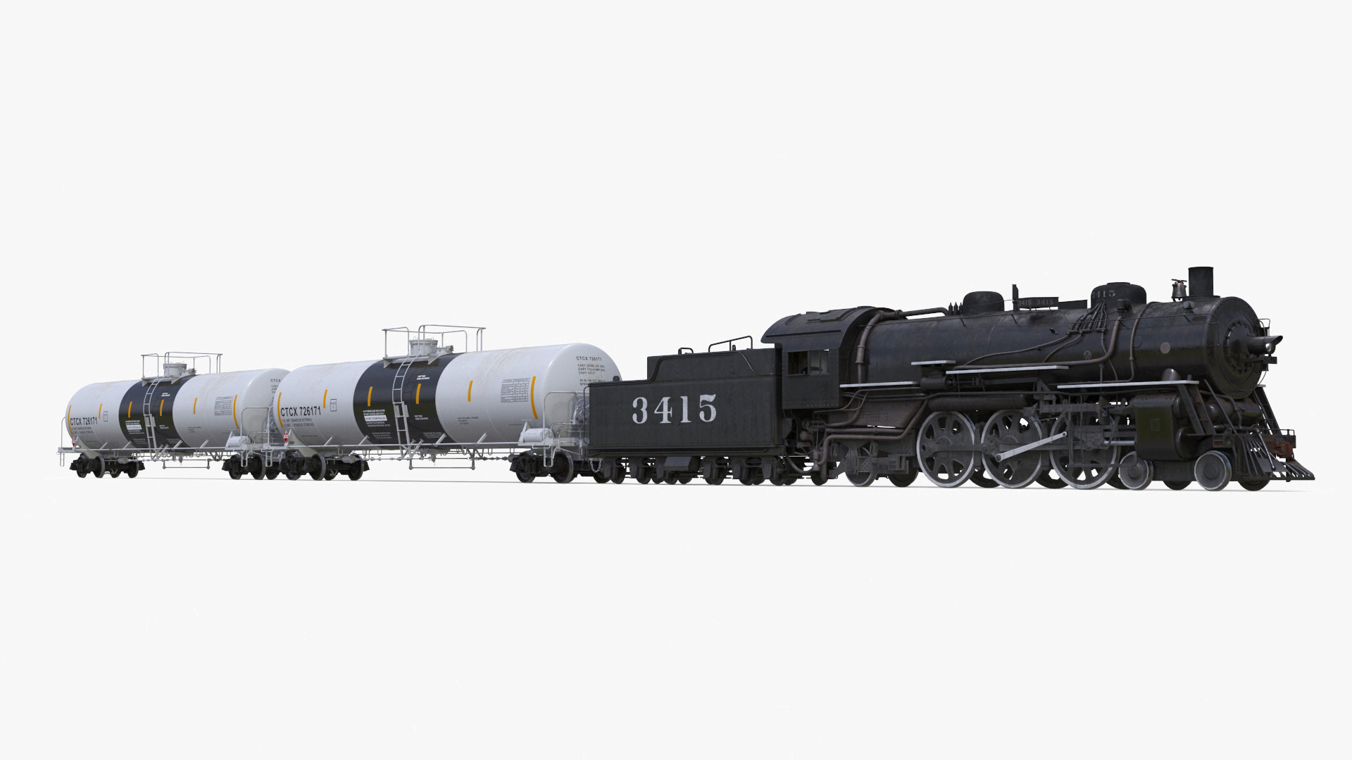 Steam Engine with Tank Cars 3D