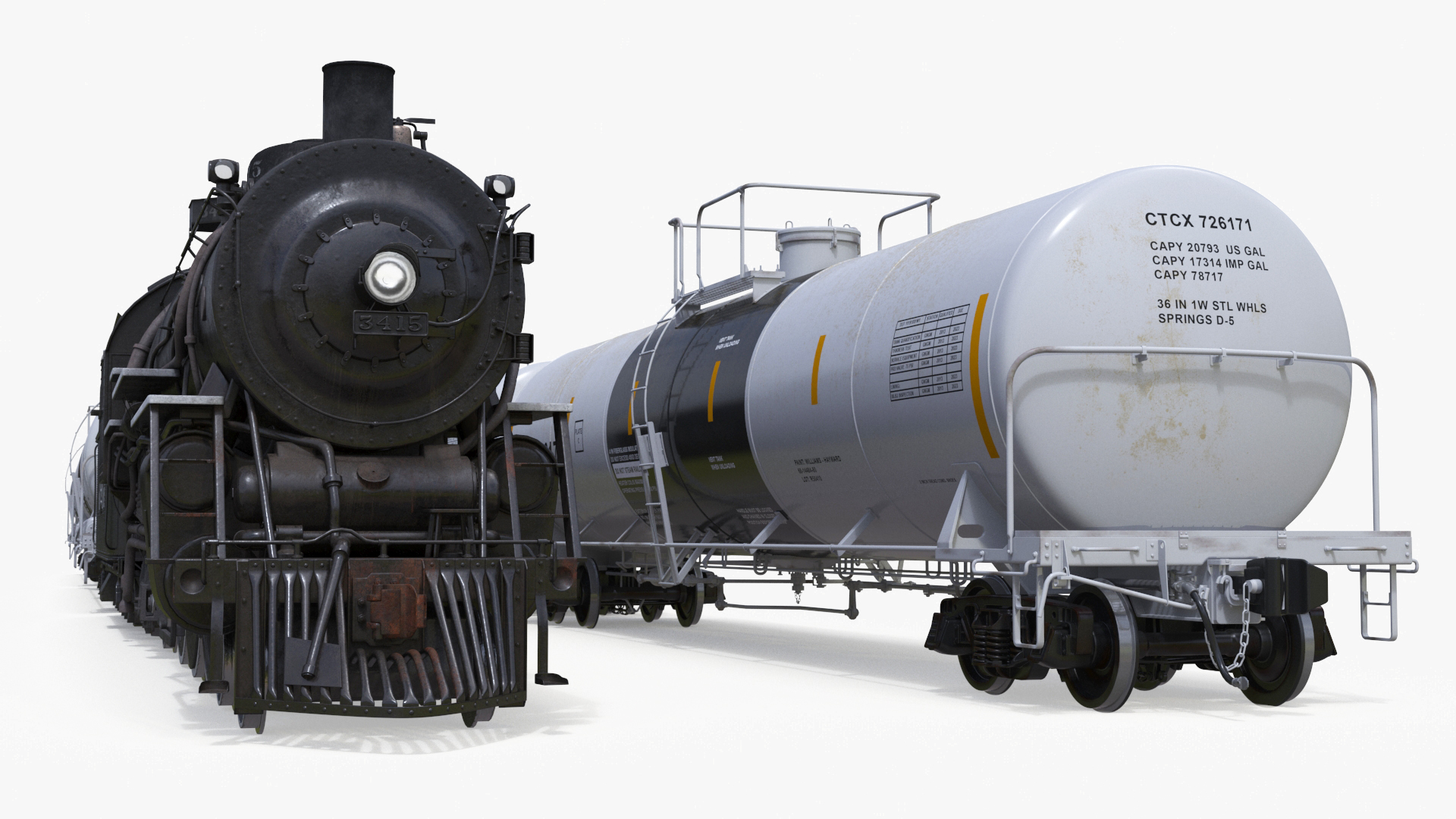 Steam Engine with Tank Cars 3D