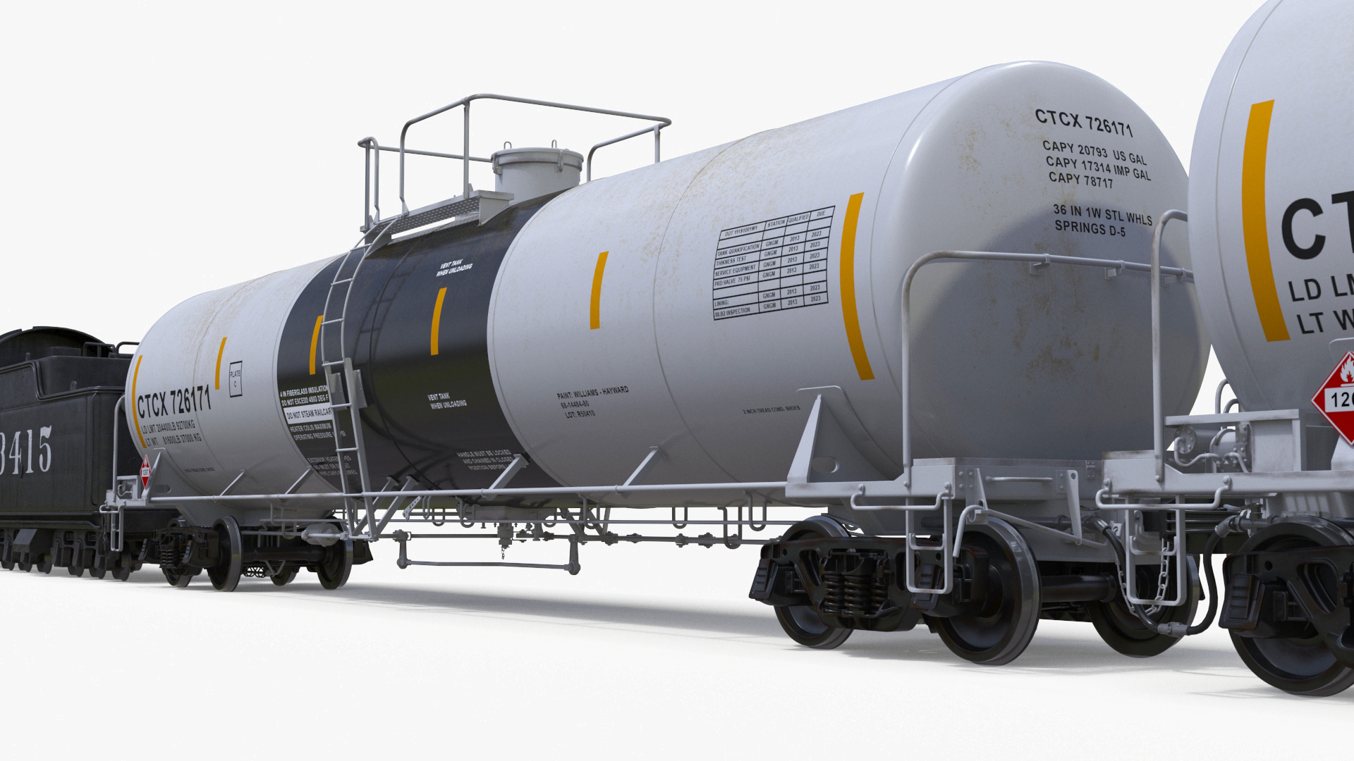 Steam Engine with Tank Cars 3D