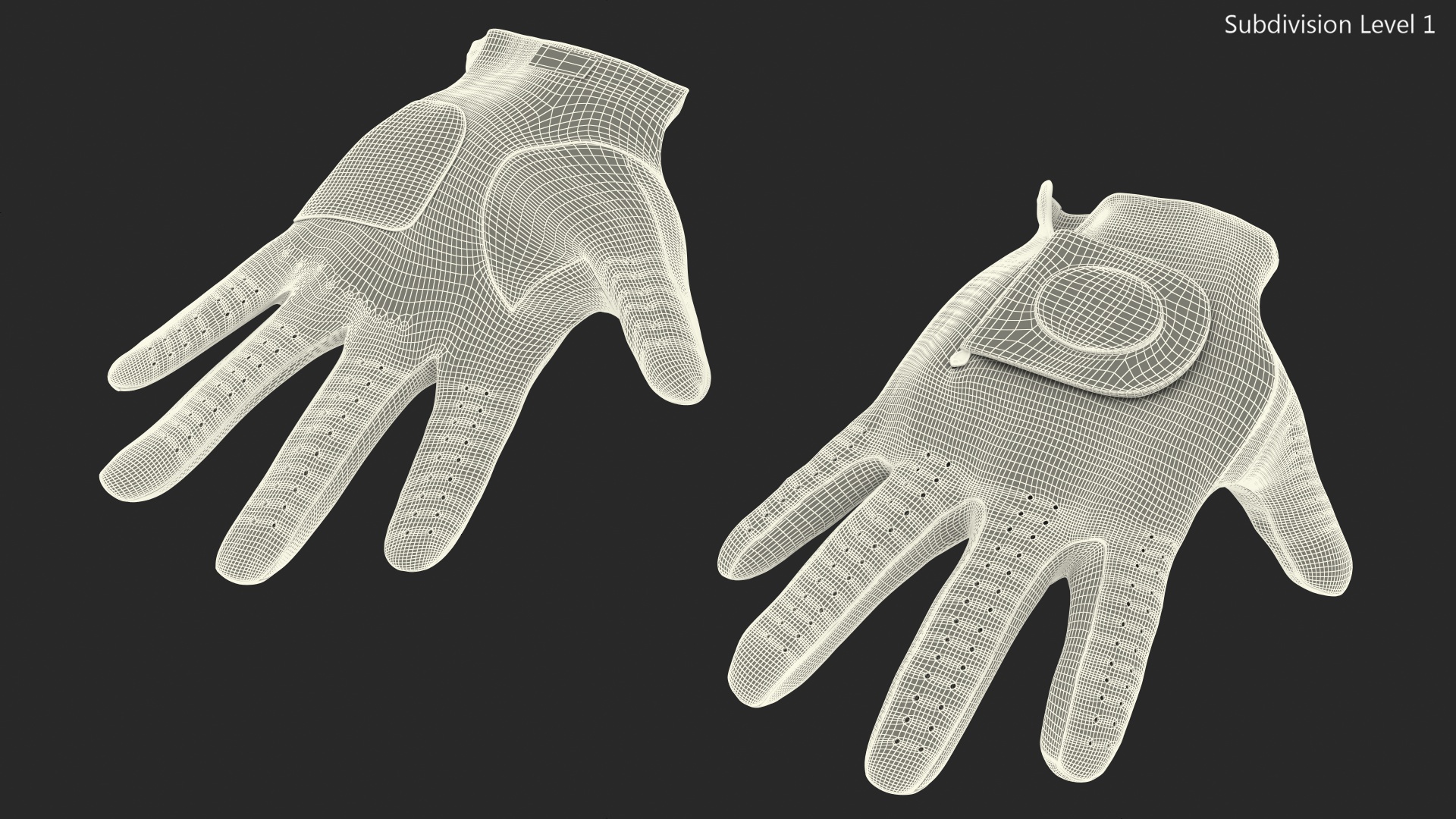 Asher Premium Golf Gloves White Lying 3D
