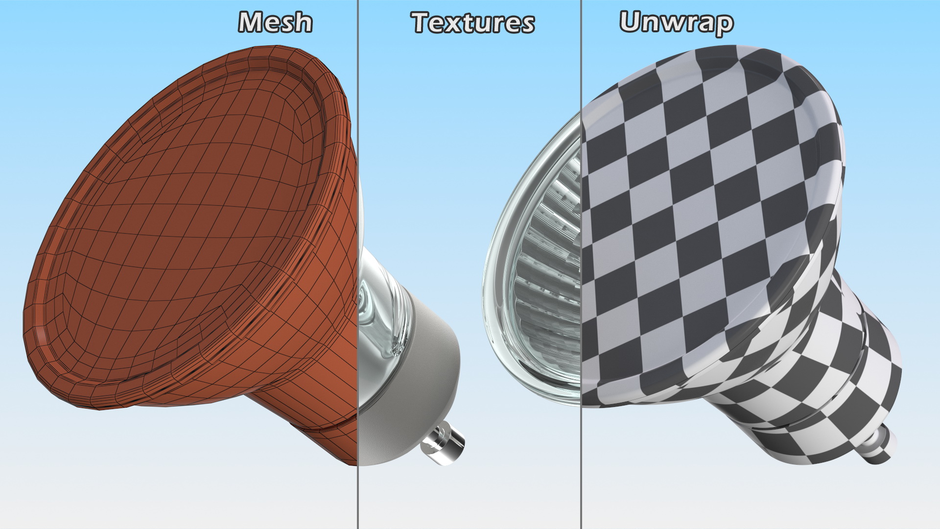 GU10 MR16 50W Halogen Light Bulb 3D