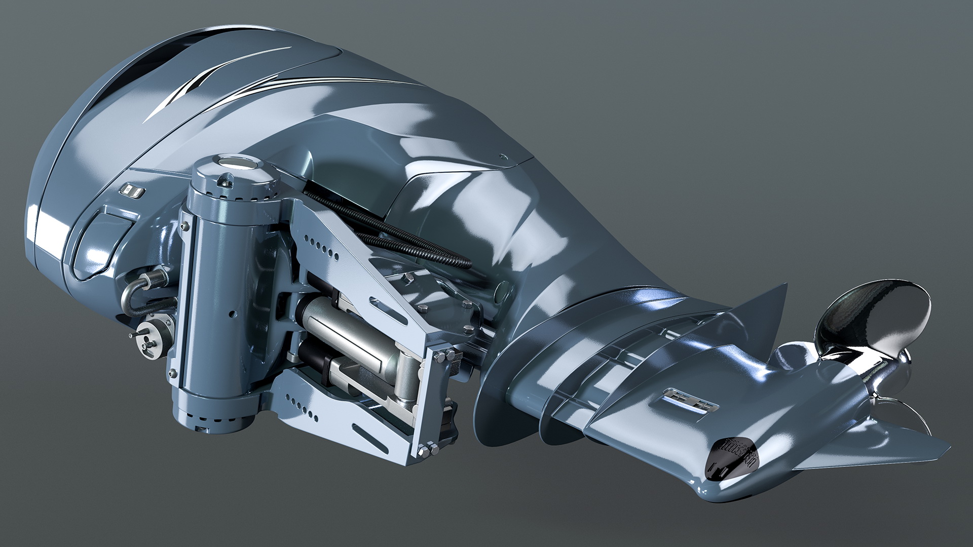 V8 Outboard Boat Motor Rigged 3D model