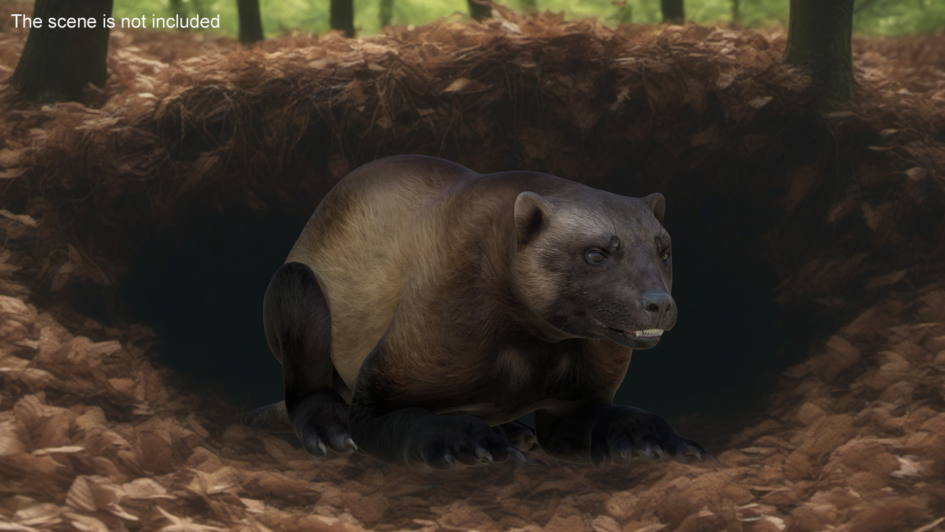 3D Wolverine Dark Color Lying Down Pose
