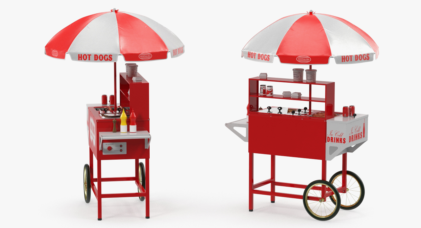 3D Hot Dog Cart with Vendor Rigged