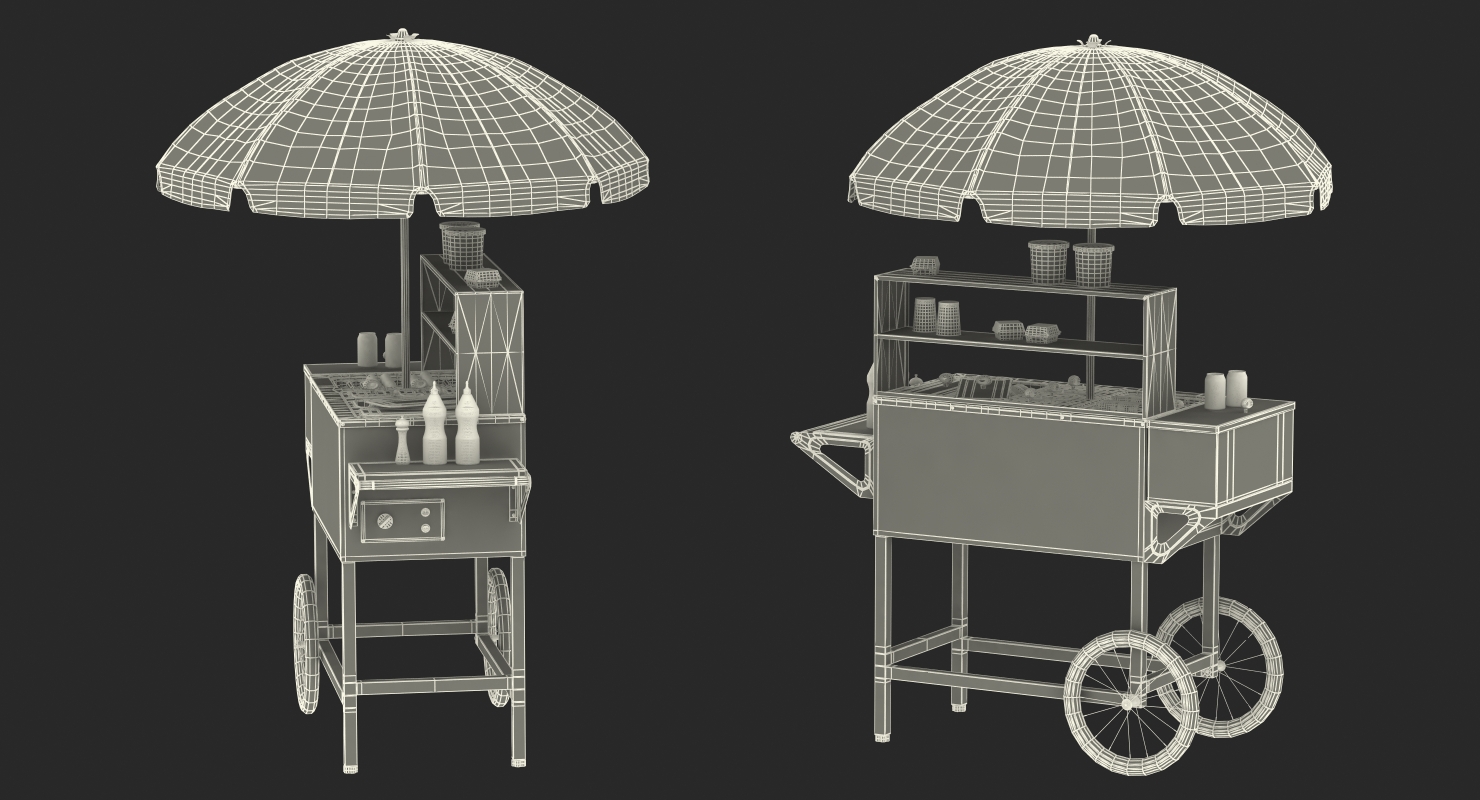 3D Hot Dog Cart with Vendor Rigged