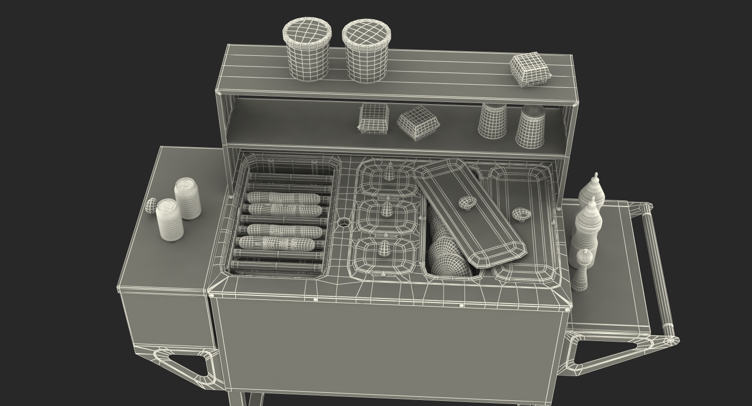 3D Hot Dog Cart with Vendor Rigged