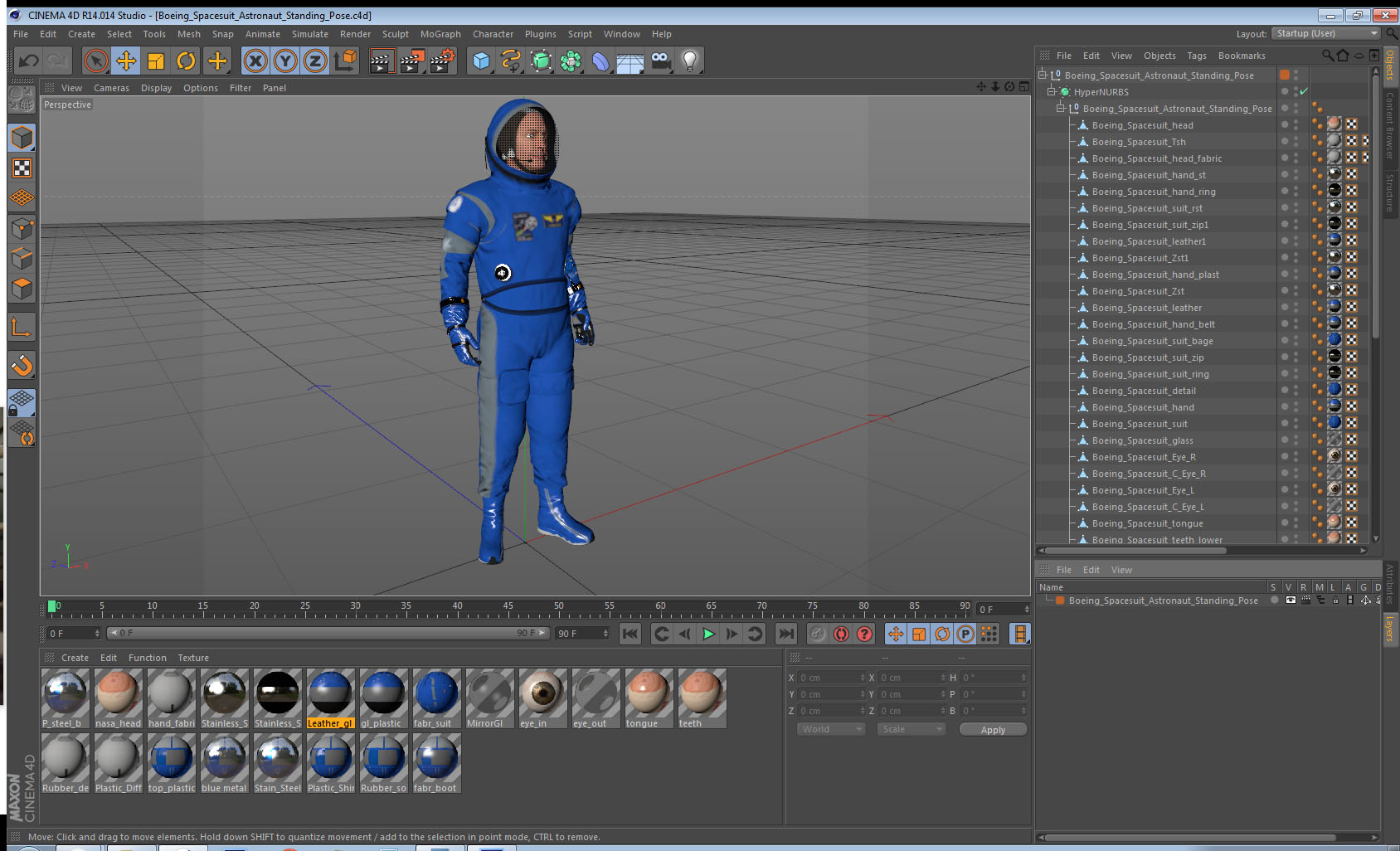 3D model Boeing Spacesuit Astronaut Standing Pose
