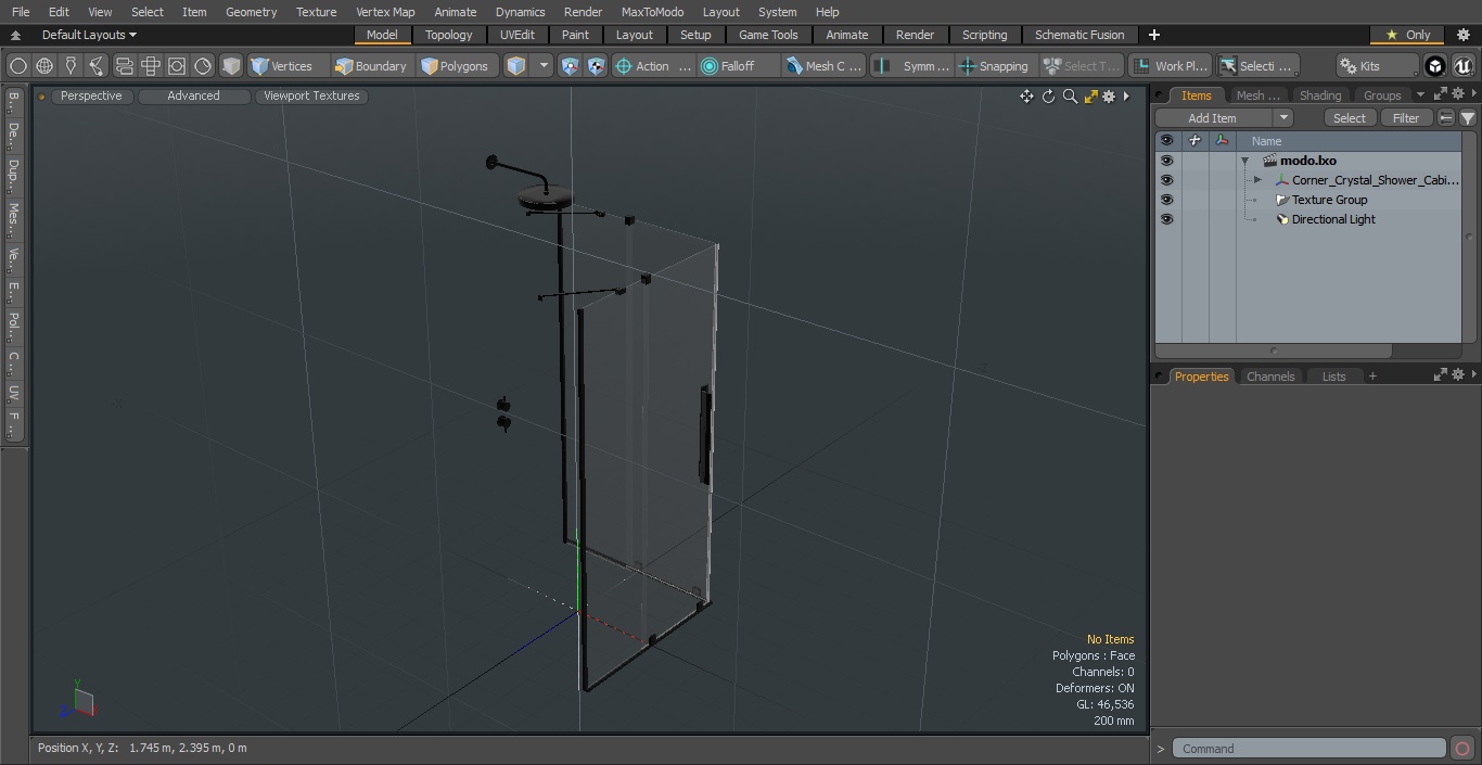 Corner Crystal Shower Cabin Sliding Doors Black 3D