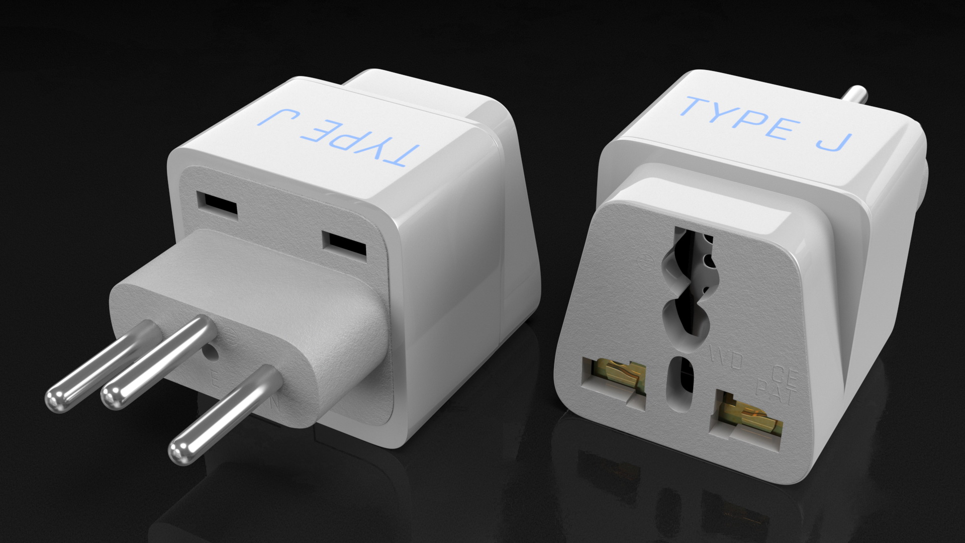 3D model Type J Universal Plug Adapter White