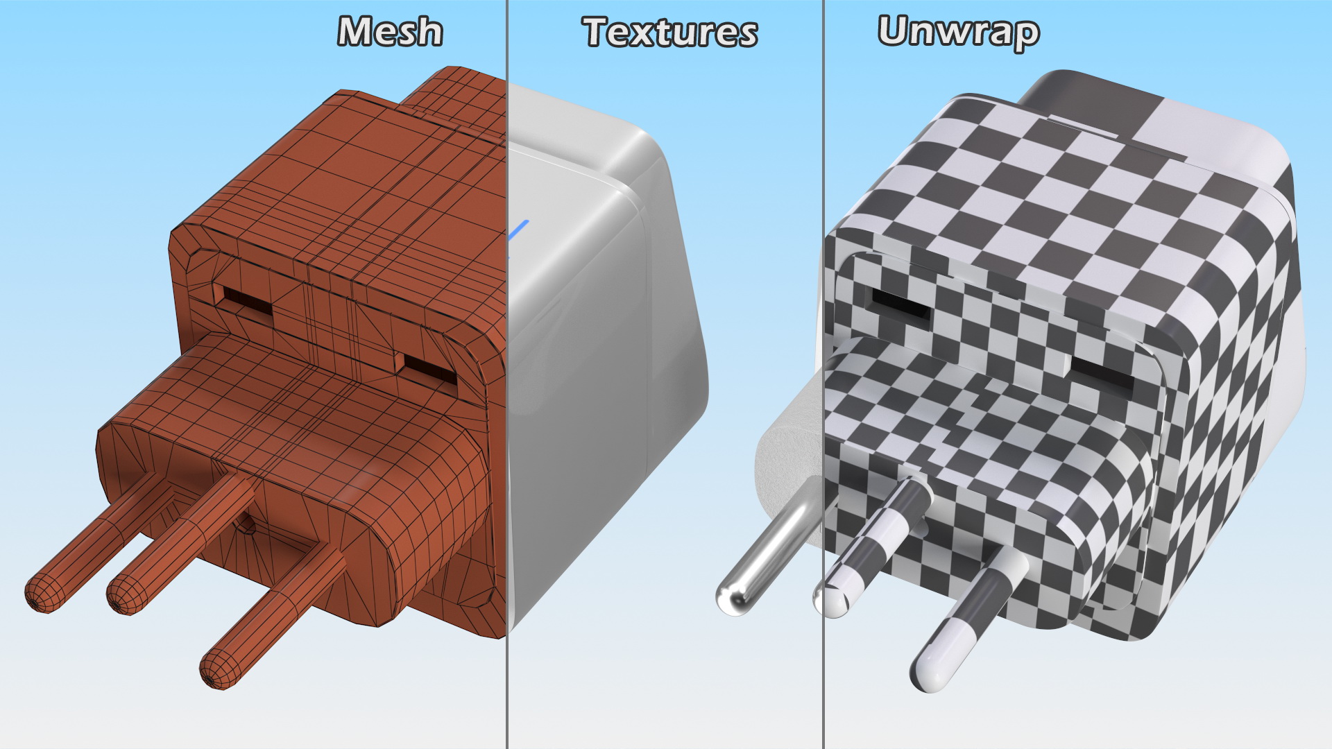 3D model Type J Universal Plug Adapter White