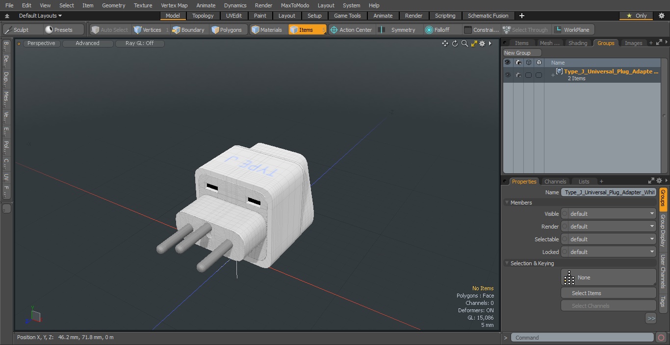 3D model Type J Universal Plug Adapter White