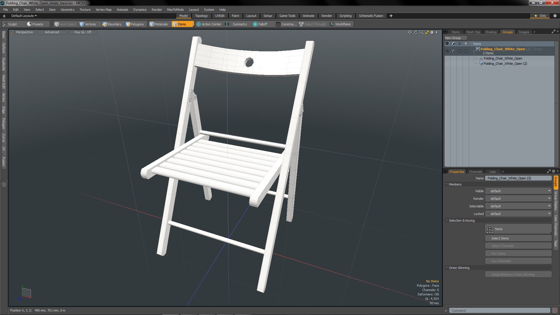 Folding Chair White Open 3D model