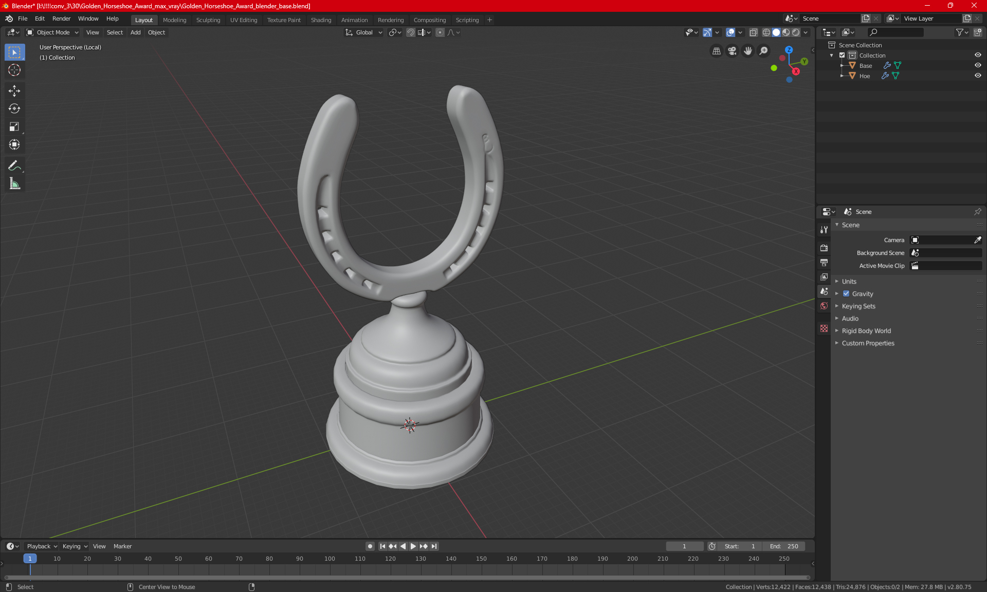 Silver Horseshoe Award 3D