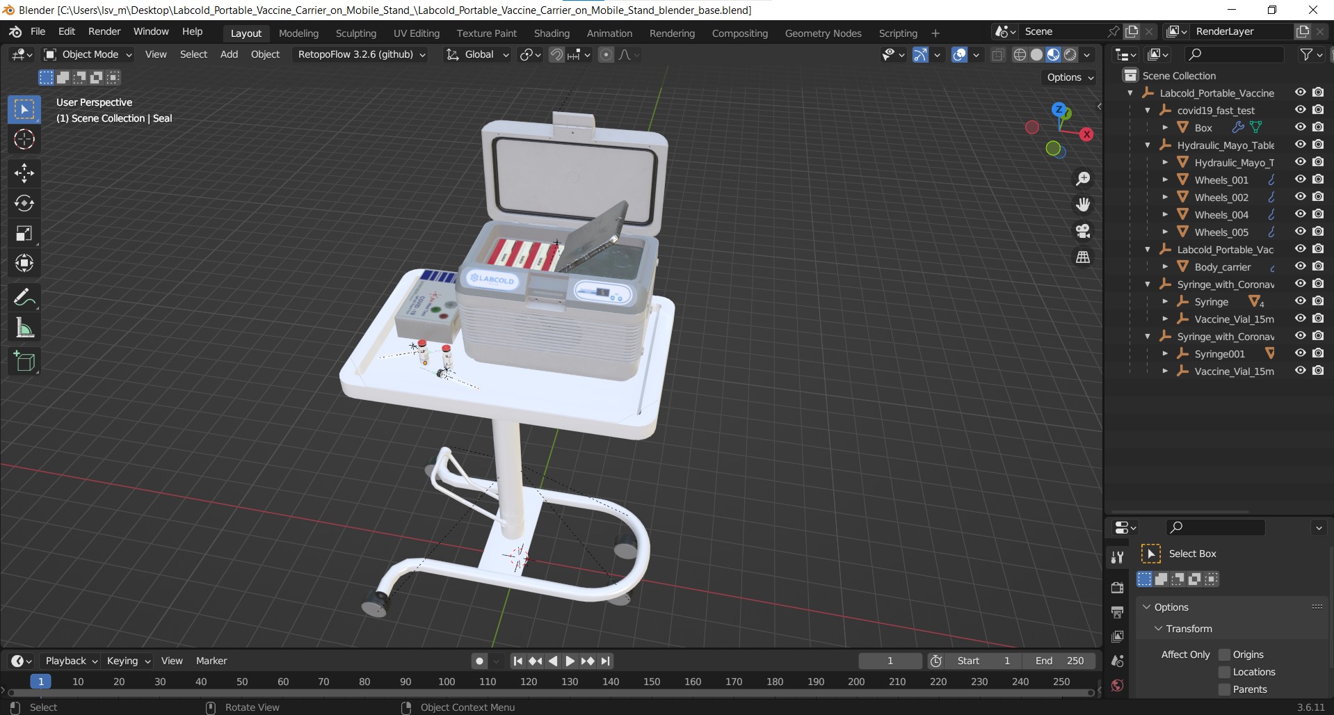 3D Labcold Portable Vaccine Carrier on Mobile Stand model