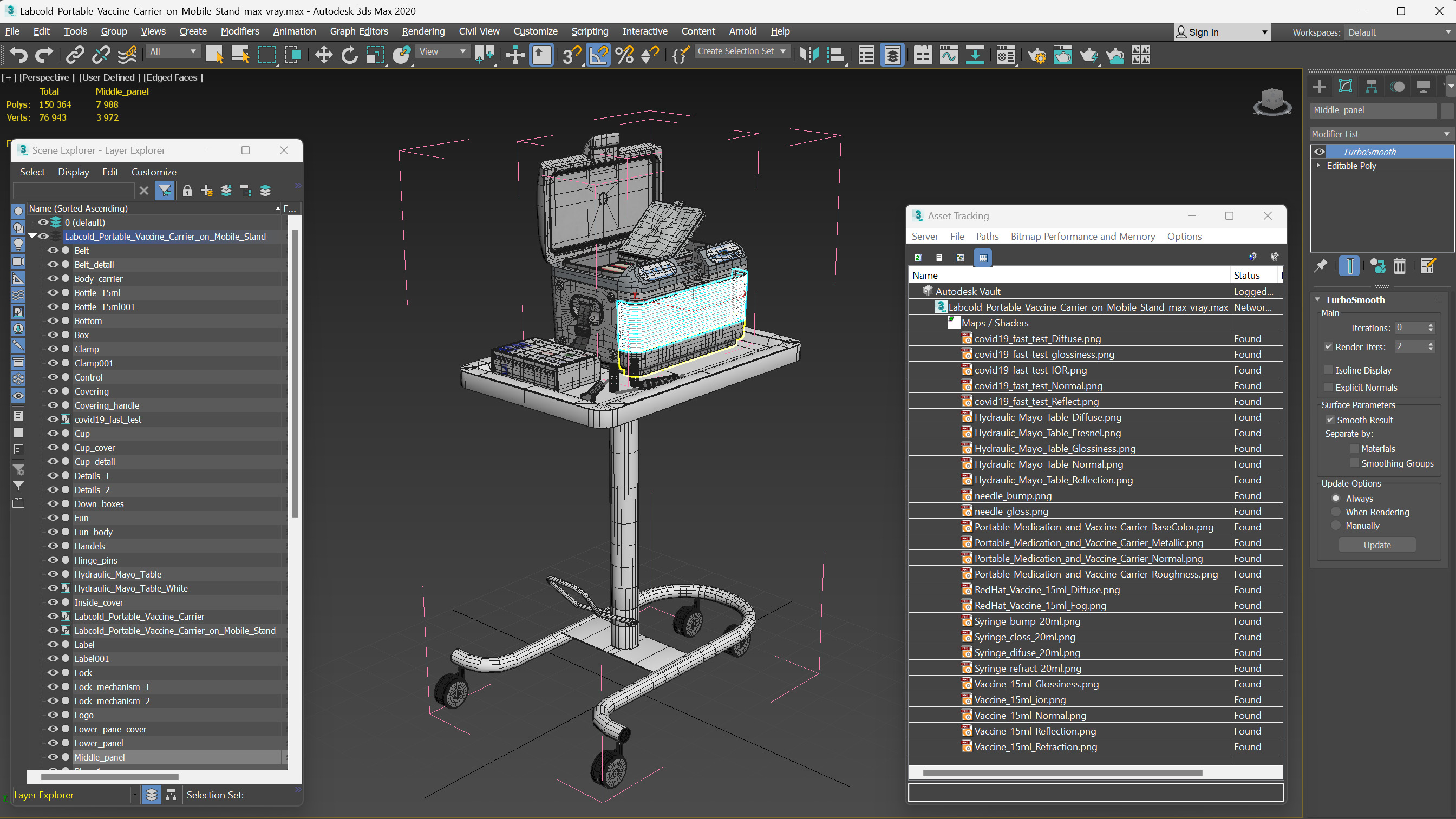 3D Labcold Portable Vaccine Carrier on Mobile Stand model
