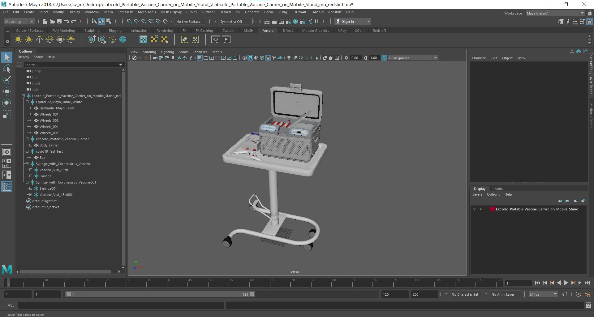 3D Labcold Portable Vaccine Carrier on Mobile Stand model