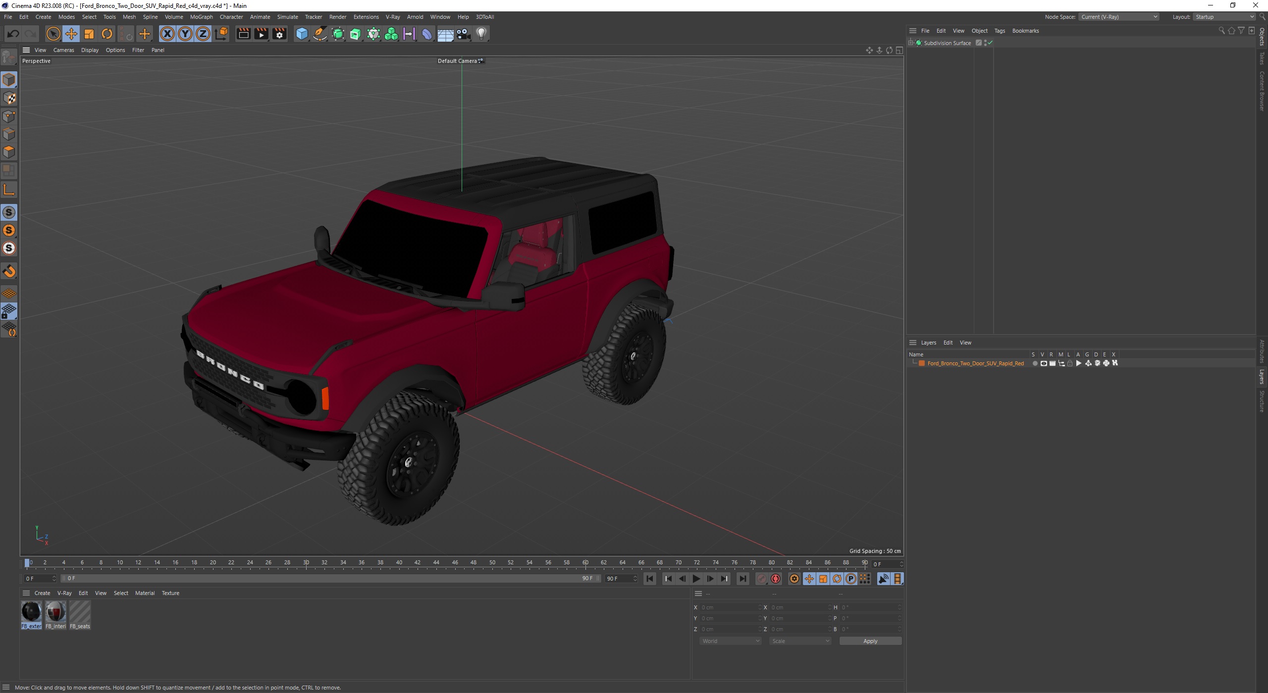 Ford Bronco Two Door SUV Rapid Red 3D model