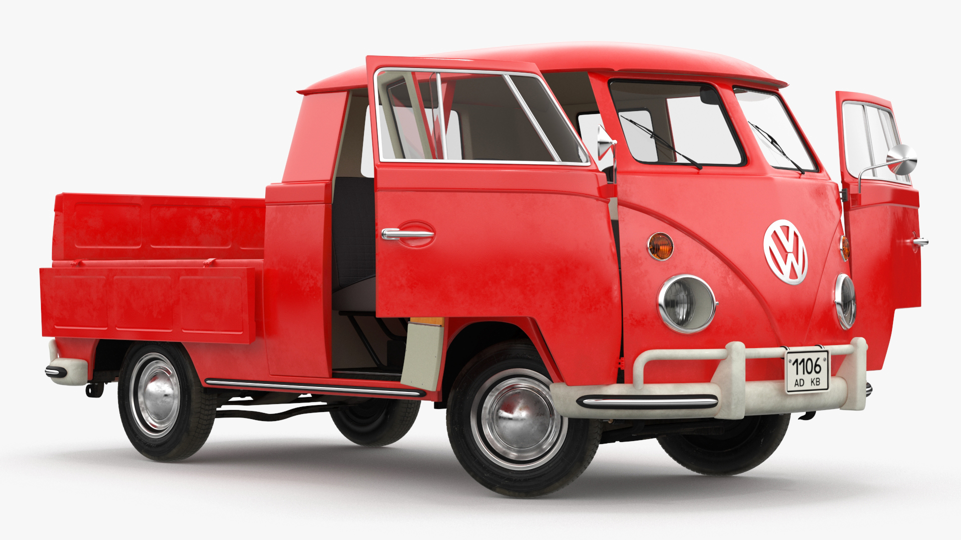 Volkswagen Type 2 Pickup Truck Rigged 3D