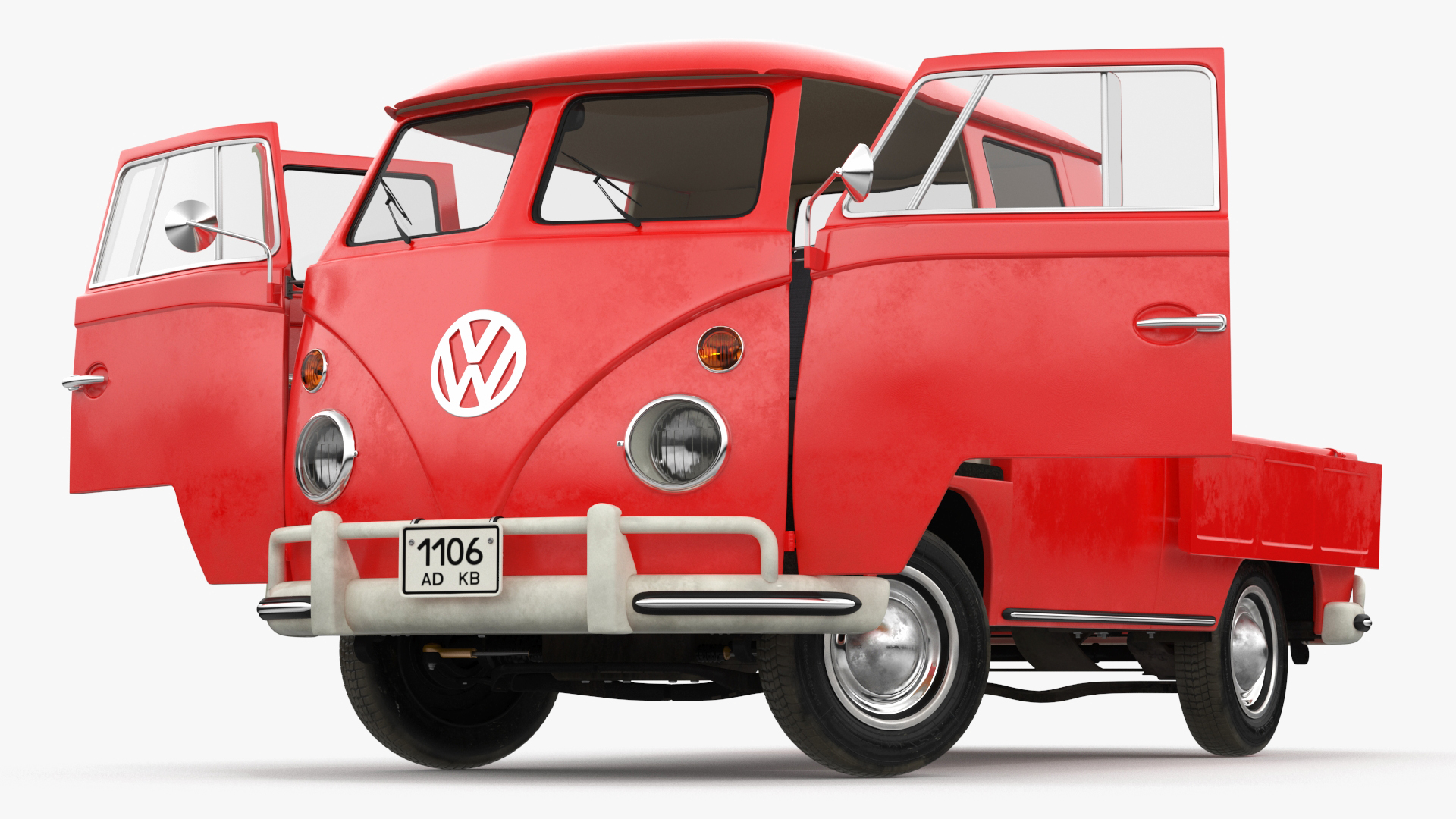 Volkswagen Type 2 Pickup Truck Rigged 3D