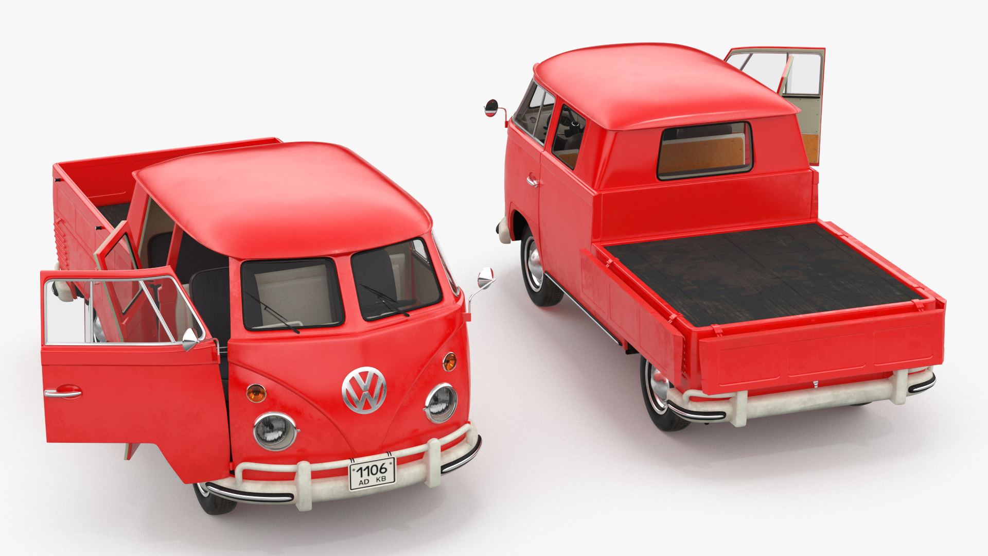 Volkswagen Type 2 Pickup Truck Rigged 3D