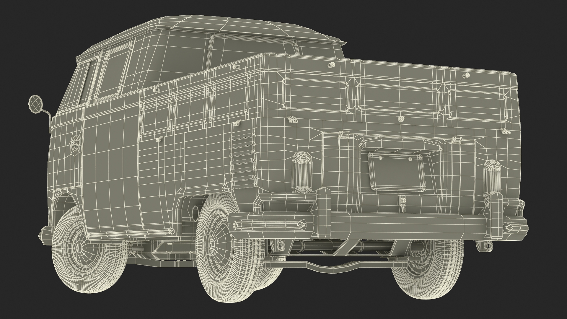 Volkswagen Type 2 Pickup Truck Rigged 3D